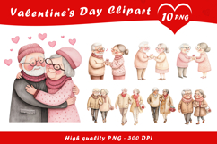 Valentine Elderly Hug Clipart PNG Product Image 1