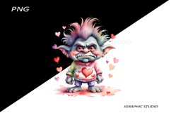 Valentines Day Troll clipart, Troll clipart Product Image 1