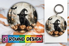 Black Cat Round Design Sublimation for Halloween Product Image 1