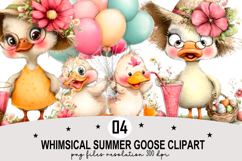 Whimsical Summer Goose Clipart Watercolor PNG Product Image 1