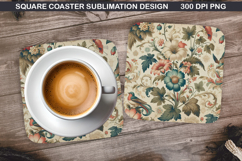 Flowers Coaster Sublimation, Spring Flowers Coaster PNG Product Image 1