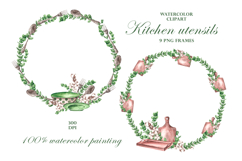 Kitchen utensils watercolor set. Cookbook. Country kitchen. Product Image 8