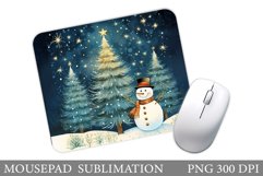 Snowman Mouse Pad. Winter Mouse Pad Sublimation Product Image 1
