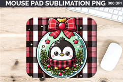 Watercolor Penguin Mouse Pad Sublimation - Christmas PNG Product Image 1