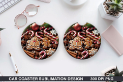 Gingerbread Christmas Car Coaster Sublimation PNG Design Product Image 1