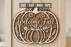 Welcome Fall Pumpkin SVG , Autumn Door Hanger SVG, Fall Product Image 1