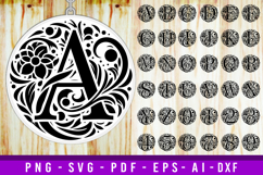 Floral Monogram Letters SVG Bundle, Flower Monogram Font SVG Product Image 7