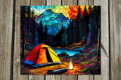 Tent in forest | 8 summer tumbler Sublimation designs Product Image 8