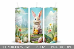 Cute Bunny Tumbler Sublimation. Bunny Easter Tumbler Design Product Image 1