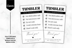 Editable Tumbler Care Card Canva Template - B&W 2 Product Image 1