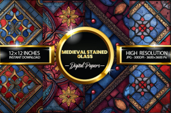 Medieval Stained Glass Digital Papers - 04 variations Product Image 1