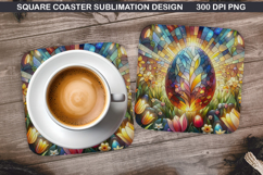 Flower Coaster Sublimation, Easter Coaster PNG Design Product Image 1