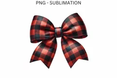 Christmas Buffalo Plaid Bow PNG, Sublimation Design, Festive Product Image 4