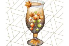 Fall Drink Clipart PNG, Cozy Autumn Cocoa and Latte Art Product Image 4