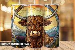 Stained Glass Highland Cow PNG Tumbler Design Product Image 1