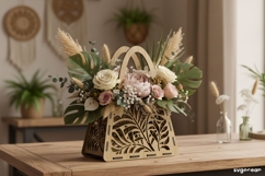 3D Flower Basket Laser Cut Bundle | Flower Box | Glowrforge Product Image 8