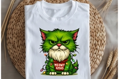 Funny Christmas green cat png design for T-shirts Product Image 5