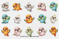 15 Bundle Watercolor Parrot Bird Macaw Parakeet Cockatoo Fly Product Image 8