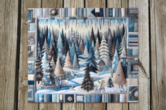 Xmas patchwork landscape | Skinny tumbler sublimation design Product Image 4