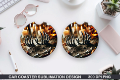 Car coaster sublimation, Halloween Coaster PNG Design Product Image 1