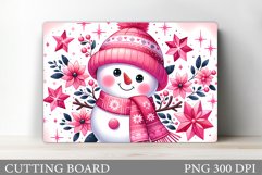 Cute Snowman Cutting Board. Winter Cutting Board Sublimation Product Image 1