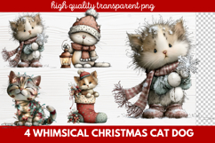 4 Whimsical Christmas Cat &amp; Dog Clipart | Cute Holiday Pet Product Image 1