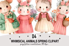Whimsical Animals Spring Clipart Watercolor png Product Image 1