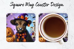 Halloween Highland Cow Mug coaster | Coaster | Sublimation Product Image 1