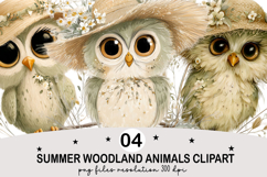 Summer Woodland Animals Clipart Watercolor png Product Image 1