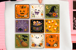 Vintage Halloween Quilt Blocks PNG Product Image 1
