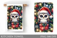 Cute Owl Kitchen Towel. Christmas Owl Kitchen Towel Design Product Image 1
