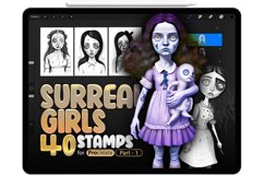 40 Procreate Surreal Girls Part-1 Stamp Brushes Product Image 1