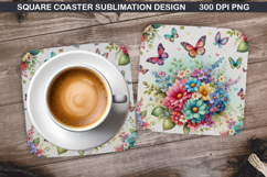 Flowers Coaster Sublimation, Spring Coaster PNG Design Product Image 1