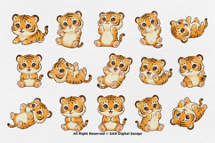 15 Bundle Watercolor Cute Tiger Wildlife Jungle King Kids Product Image 8