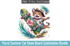 Floral Summer Cat Skate Board Sublimation Bundle Product Image 2