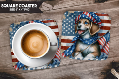 Cute Dog, Holiday Themes, Buffalo Plaid Square Coaster PNG Product Image 1