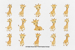 15 Bundle Watercolor Giraffe Yellow Kids Animal Wildlife Product Image 8