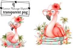 Whimsical Summer Flamingo Clipart Watercolor PNG Product Image 1