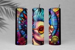 Punk Girl Stained Glass Skinny Tumbler Wrap Sublimation Product Image 8