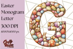 Easter Letter G Clipart, Bunny Alphabet PNG, Egg Monogram Product Image 1