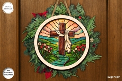 Nativity Stained Glass Door Sign Laser Cut | Door Hanger Product Image 1