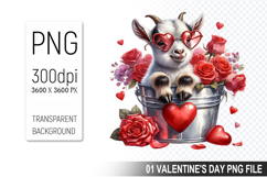 Valentine&#039;s Goat in Bucket, Animal Graphic For Crafts Product Image 1
