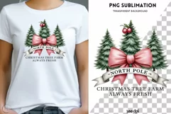 North Pole PNG Sublimation Design, Pink Christmas Shirt Product Image 1