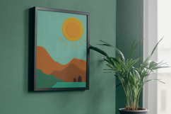 Sunny Mountain Landscape Minimalist Pillow Design Product Image 8