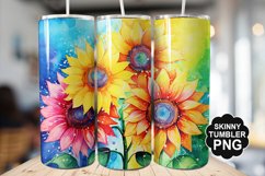 Rainbow Sunflower Tumbler - Sublimation Tumbler Design Product Image 1