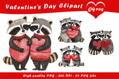 Valentine Raccoon Couple Clipart PNG Product Image 1