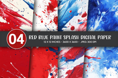 Red Blue Paint Splash Digital Paper Product Image 1