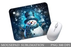 Cute Snowman Mouse Pad. Christmas Mouse Pad Sublimation Product Image 1