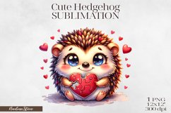 Cute Valentine&#039;s day Hedgehog PNG. Product Image 1