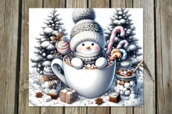 Christmas snow with cocoa | 4 Watercolor tumbler designs Product Image 4